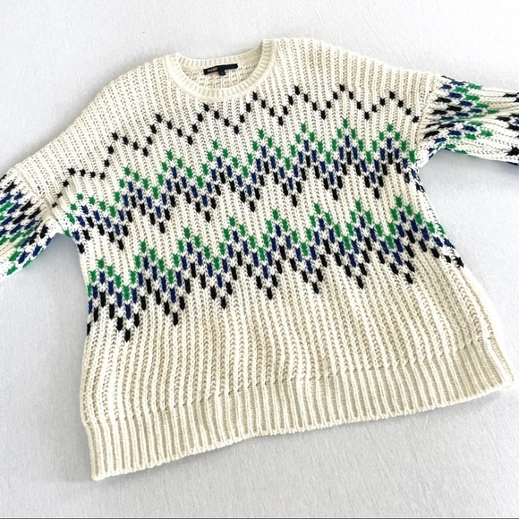 Maje Massimo Chevron Pattern Shaker Stitch Wool Blend Sweater - Picture 7 of 15